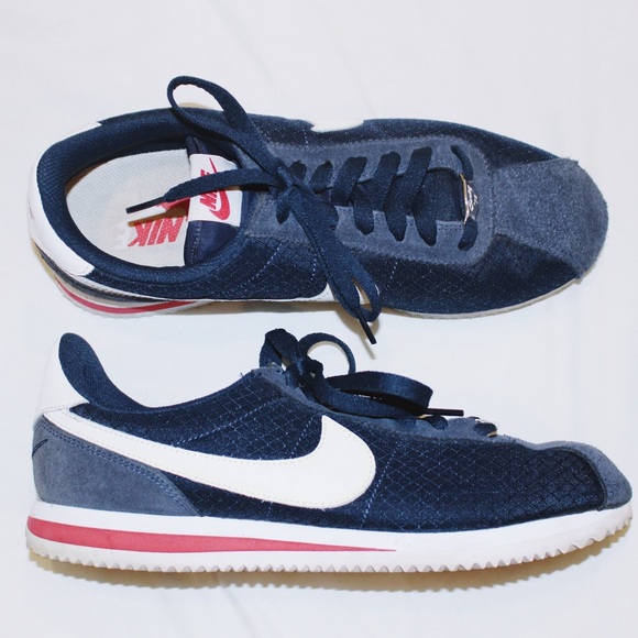 nike cortez navy blue and red